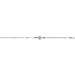 Bracelet argent rhodié - arbre de vie - spinel noir - 1,6g - longueur : 15+5CM