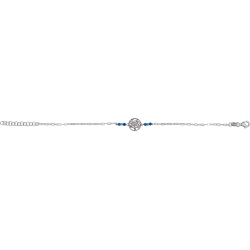 Bracelet argent rhodié - arbre de vie - agate bleue - 1,7g - longueur : 15+5CM