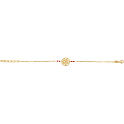 Bracelet argent doré - arbre de vie - agate rouge - 1,9g - longueur : 15+5CM