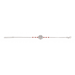 Bracelet argent rhodié - arbre de vie - agate rouge - 2g - longueur : 15+5CM