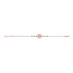 Bracelet argent rosé - arbre de vie - spinel noir - 2g - longueur : 15+5CM