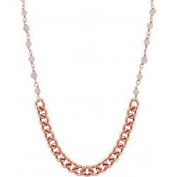 collier argent rosé - pierre de lune 6g - longueur : 40+7CM