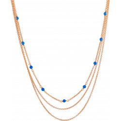 collier argent rosé - agate bleue 4,4g - longueur : 40+7CM