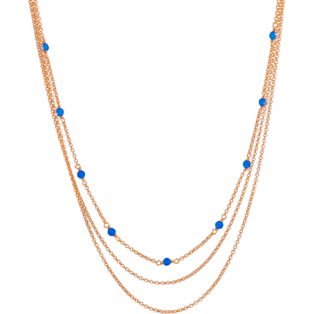 collier argent rosé - agate bleue 4,4g - longueur : 40+7CM