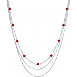 collier argent rhodié - agate rouge 4,4g - longueur : 40+7CM