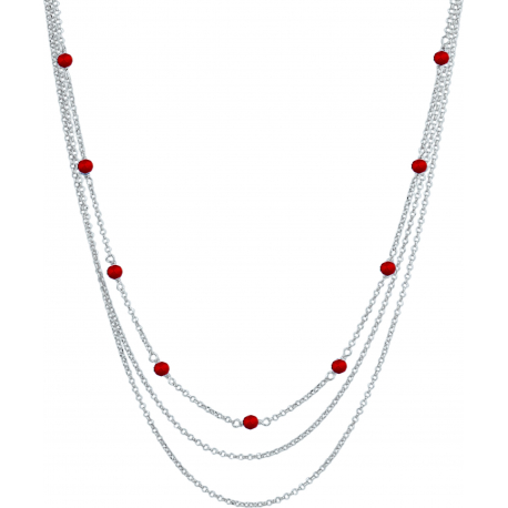 collier argent rhodié - agate rouge 4,4g - longueur : 40+7CM