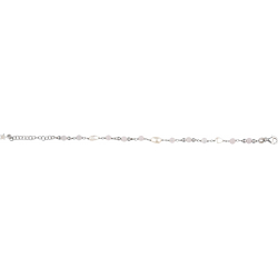 Bracelet argent rhodié - perles véritables - pierre de lune - 3,5g - longueur : 15+5CM