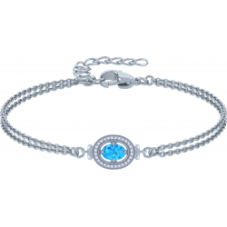 Bracelet argent rhodié - 3,3g - topaze bleue - oval 5x7mm - 15+4cm