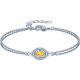 Bracelet argent rhodié - 3,3g - citrine - oval 5x7mm - 15+4cm