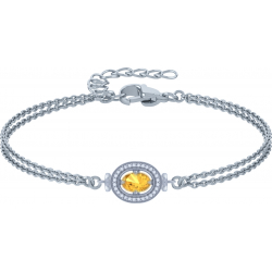 Bracelet argent rhodié - 3,3g - citrine - oval 5x7mm - 15+4cm