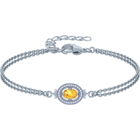 Bracelet argent rhodié - 3,3g - citrine - oval 5x7mm - 15+4cm