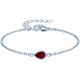 Bracelet argent rhodié - 1,7g - grenat - goutte 6x4mm - 15+4cm