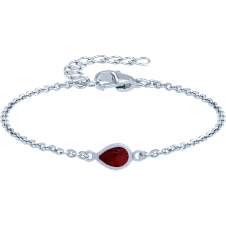 Bracelet argent rhodié - 1,7g - grenat - goutte 6x4mm - 15+4cm