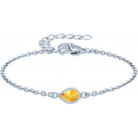 Bracelet argent rhodié - 1,7g - citrine - goutte 6x4mm - 15+4cm