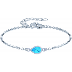 Bracelet argent rhodié - 1,7g - topaze bleue - goutte 6x4mm - 15+4cm