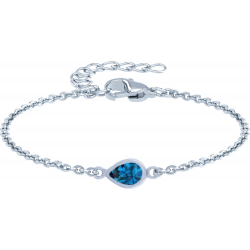 Bracelet argent rhodié - 1,7g - topaze bleue london - goutte 6x4mm - 15+4cm