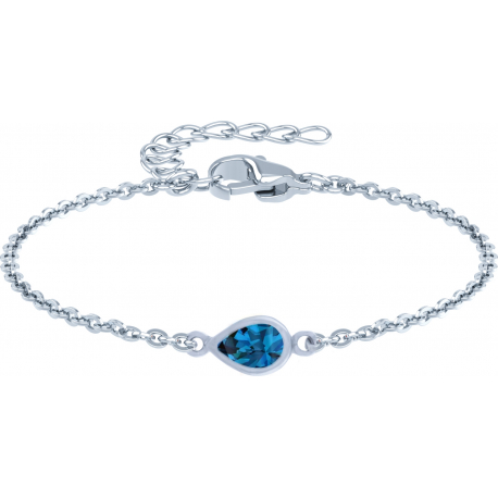 Bracelet argent rhodié - 1,7g - topaze bleue london - goutte 6x4mm - 15+4cm