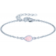 Bracelet argent rhodié - 1,7g - quartz rose - goutte 6x4mm - 15+4cm