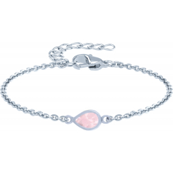 Bracelet argent rhodié - 1,7g - quartz rose - goutte 6x4mm - 15+4cm