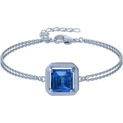 Bracelet argent rhodié - 3,1g - topaze bleue london - carré 7x7mm - 15+4cm