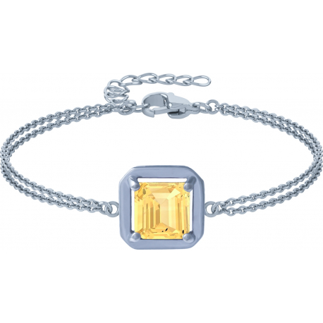 Bracelet argent rhodié - 3,1g - citrine - carré 7x7mm - 15+4cm
