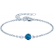 Bracelet argent rhodié - 1,6g - topaze bleue london - coeur 6x6mm - 15+4cm
