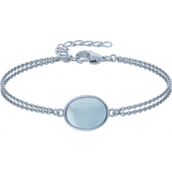 Bracelet argent rhodié - 2,8g - topaze bleue - oval 9x7mm - 15+4cm