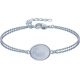 Bracelet argent rhodié - 2,8g - pierre de lune - oval 9x7mm - 15+4cm