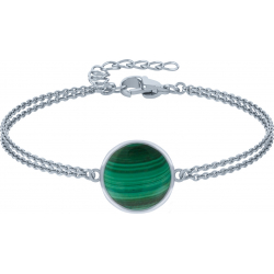 Bracelet argent rhodié - 2,5g - malachite - 9mm - 15+4cm