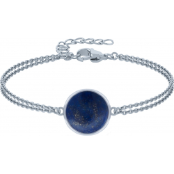 Bracelet argent rhodié - 2,5g - lapis lazuli - 9mm - 15+4cm