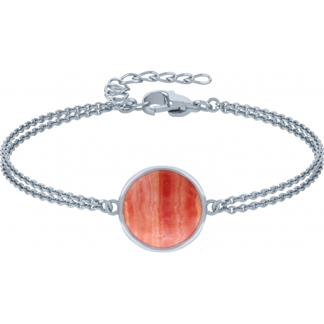 Bracelet argent rhodié - 2,5g - rhodochrosite - 9mm - 15+4cm