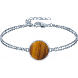 Bracelet argent rhodié - 2,5g - il de tigre - 9mm - 15+4cm