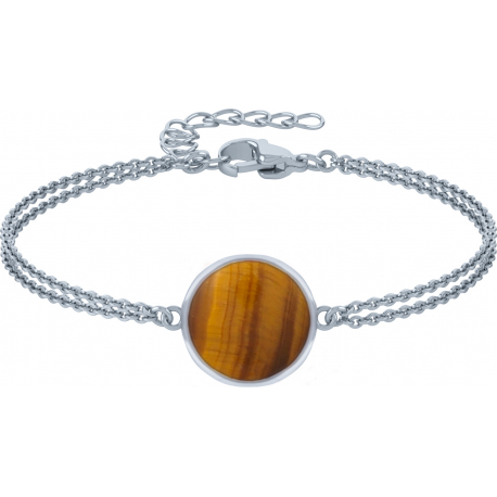 Bracelet argent rhodié - 2,5g - il de tigre - 9mm - 15+4cm