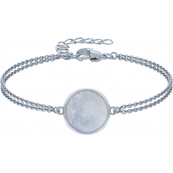 Bracelet argent rhodié - 2,5g - pierre de lune - 9mm - 15+4cm