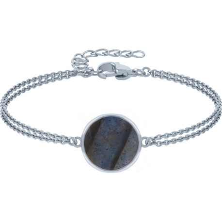 Bracelet argent rhodié - 2,5g - labradorite - 9mm - 15+4cm