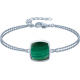 Bracelet argent rhodié - 2,8g - malachite - coussin 9x9mm - 15+4cm