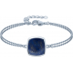 Bracelet argent rhodié - 2,8g - lapis lazuli - coussin 9x9mm - 15+4cm