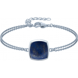 Bracelet argent rhodié - 2,8g - lapis lazuli - coussin 9x9mm - 15+4cm