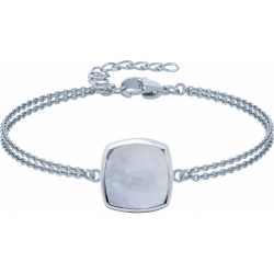 Bracelet argent rhodié - 2,8g - pierre de lune - coussin 9x9mm - 15+4cm