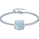 Bracelet argent rhodié - 2,8g - topaze bleue - coussin 9x9mm - 15+4cm