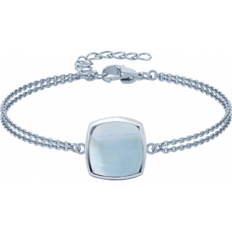 Bracelet argent rhodié - 2,8g - topaze bleue - coussin 9x9mm - 15+4cm