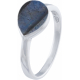 Bague argent rhodié - 2,2g - labradorite - goutte 7x9mm - T 50 à 64