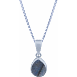 Collier argent rhodié - 3,2g - labradorite - goutte 7x9mm - 45+5cm