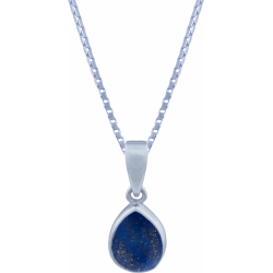 Collier argent rhodié - 3,2g - lapis lazuli - goutte 7x9mm - 45+5cm