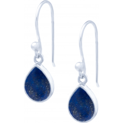 Boucles d'oreille argent rhodié - 2g - lapis lazuli - goutte 7x9mm