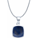 Collier argent rhodié - 4,6g - lapis lazuli - coussin 9x9mm - 40+5cm