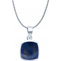 Collier argent rhodié - 4,6g - lapis lazuli - coussin 9x9mm - 40+5cm