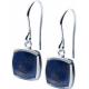 Boucles d'oreille argent rhodié - 3,7g - lapis lazuli - coussin 9x9mm
