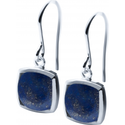 Boucles d'oreille argent rhodié - 3,7g - lapis lazuli - coussin 9x9mm