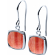 Boucles d'oreille argent rhodié - 3,7g - Rhodochrosite - coussin 9x9mm